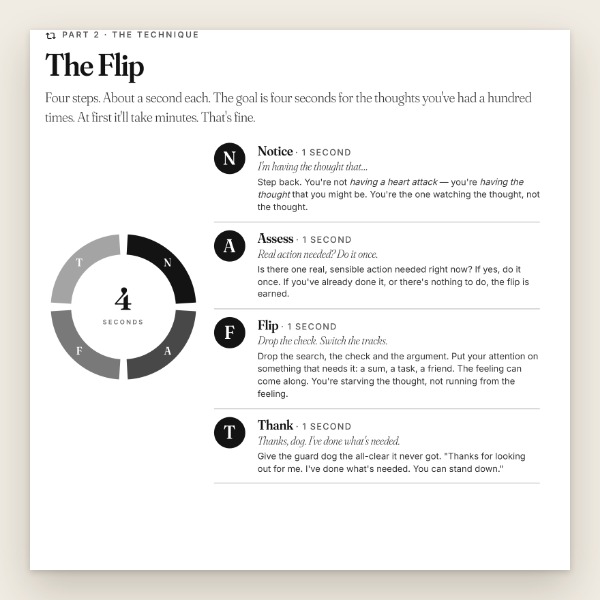 The Flip page: Notice, Assess, Flip, Thank